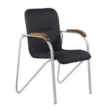 Кресло  "Samba CF-104", серый каркас, накладки "орех", кожзам черный, собрано